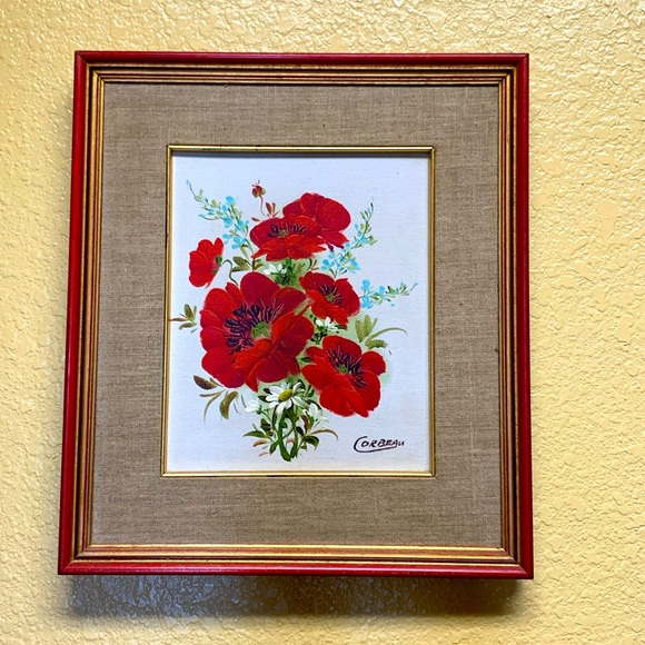 Corbeau Original Painting Botantical garden Poppies and wildflowers 🌺 🌼